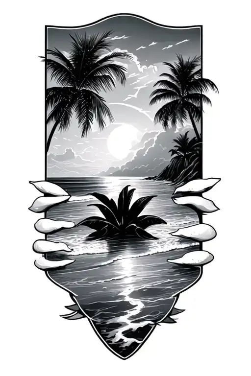 aruba, beach, vibes / frequencies tattoo design idea