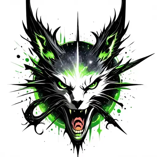 quasar galaxy black and green tattoo design idea