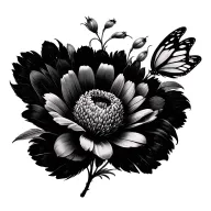 March birth flowers, September birth flower, feather, butterflies tattoo design idea