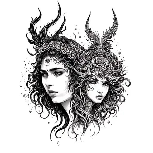 Gemini and Aquarius tattoo design idea