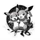 pikachu and network fighting tattoo design idea