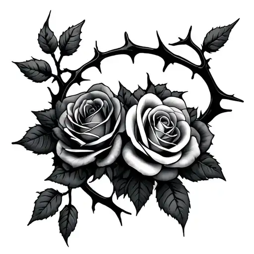 crown of thorn vine with roses tattoo design idea
