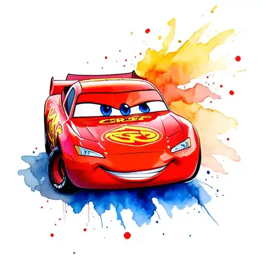 sonic and lightning McQueen racing tattoo design idea