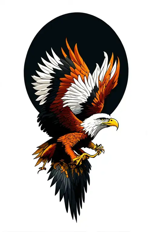 eagle fighting a phoenix  tattoo design idea