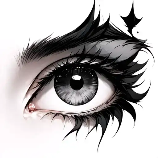 anime eye half fusion tattoo design idea