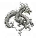 "A highly detailed Yakuza-style full-body tattoo covering the back and shoulders, featuring a powerful dragon with intri tattoo design idea