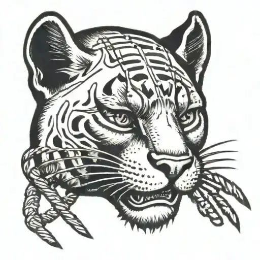 american trad tattoo puma head with barb wire tattoo design idea
