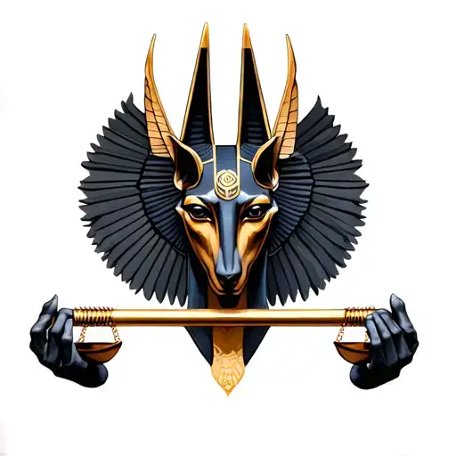anubis holding the balance tattoo design idea