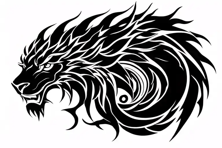 Leo zodiac sign with dragon wrapped tattoo design idea