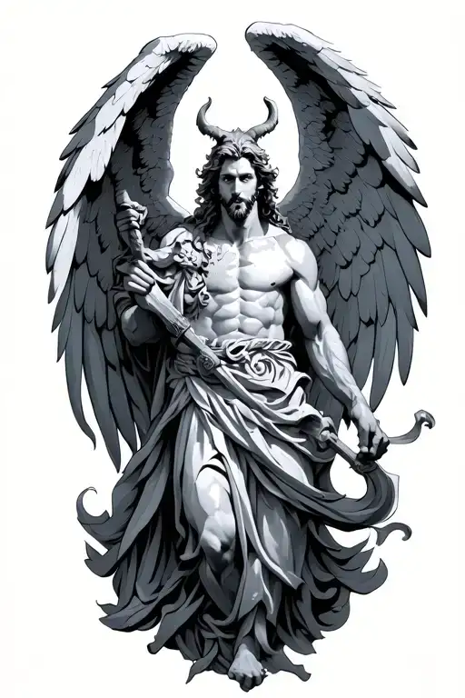  the Archangel Michael who looks stone like defeated Satan and his followers during their rebellion in heaven. tattoo design idea
