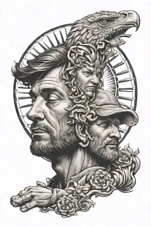 fatherhood son sun tattoo design idea