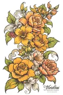 april august and october birth flowers tattoo design idea