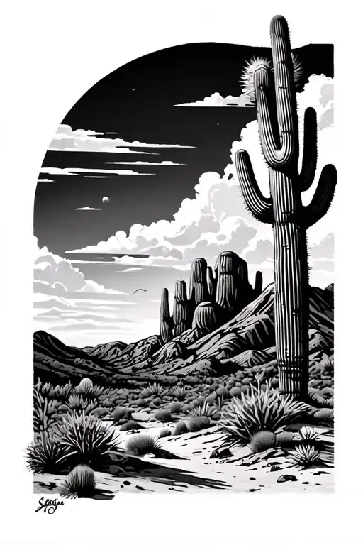 Arizona desert landscape tattoo design idea