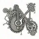 An abstract representation of music notes intertwined with a bike chain tattoo design idea