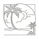 charleston beach sunset with palm tattoo design idea