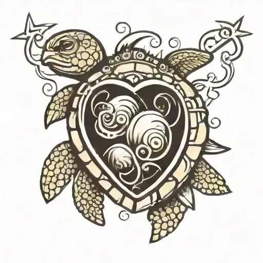heart Turtle Heartbeat   tattoo design idea