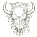 bison skull soft shading tattoo design idea