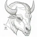 bison skull soft shading tattoo design idea