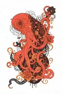 ghibli susuwatari with victorian botanicals and an octopus tattoo design idea