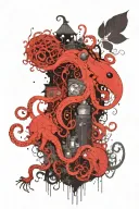 ghibli susuwatari with victorian botanicals and an octopus tattoo design idea