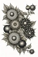 soot sprites with victorian botanicals tattoo design idea