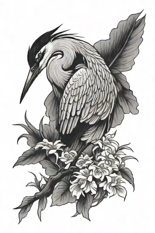 Japanese heron tattoo design idea