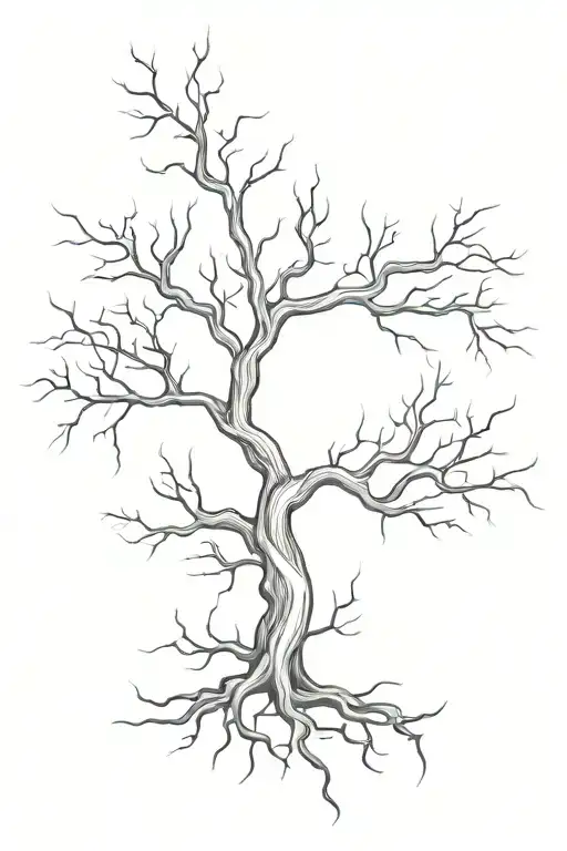 a poison tree with roots and no leaves  tattoo design idea