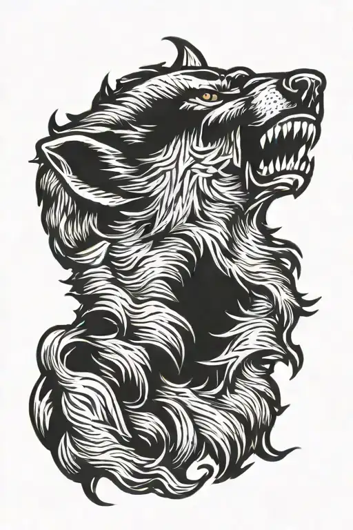 werewolf howling tattoo design idea