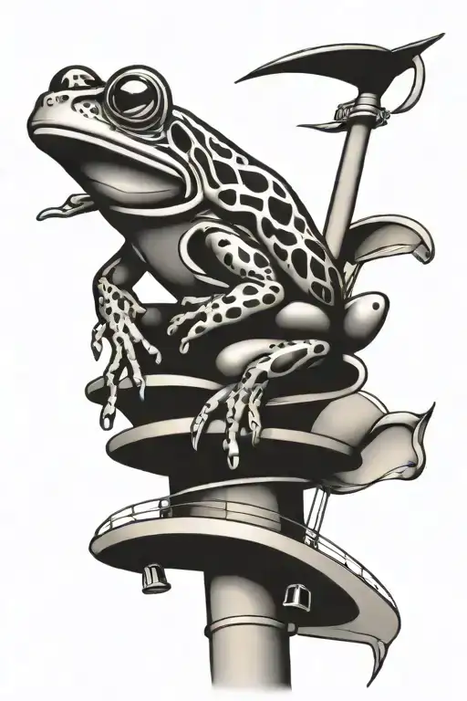 frog on wind turbines  tattoo design idea