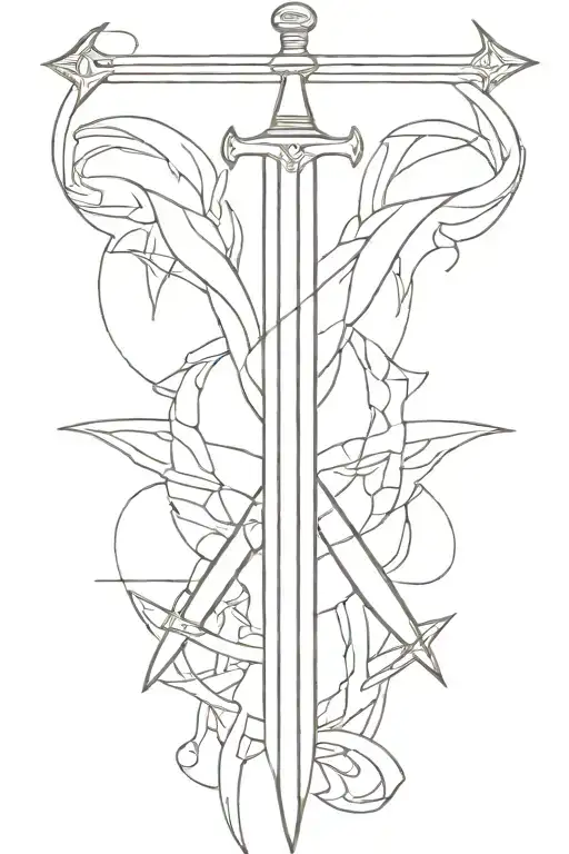 Broken double edge sword tattoo design idea