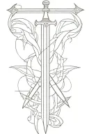 Broken double edge sword tattoo design idea