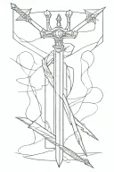 Broken double edge sword tattoo design idea