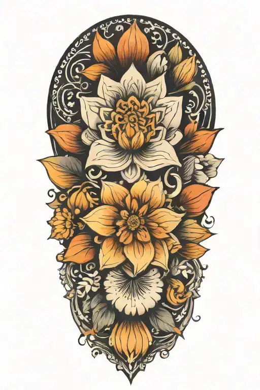 flowers with mandala design tattoo design idea
