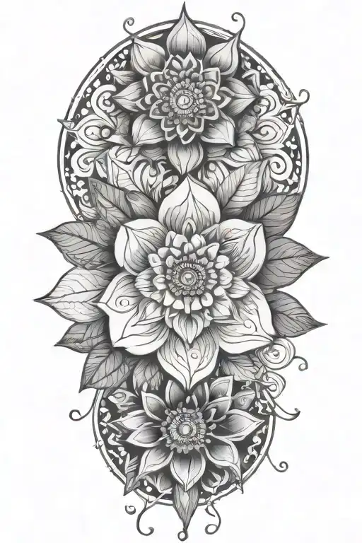flowers with mandala design tattoo design idea