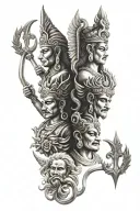 Brahma, Vishnu and Shiva's trident tattoo design idea