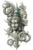 Brahma, Vishnu and Shiva's trident tattoo design idea