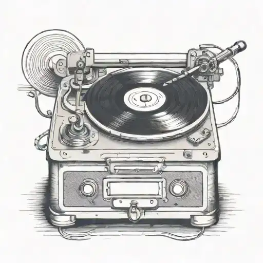 old record player tattoo design idea