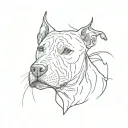 old female black pit bull tattoo design idea