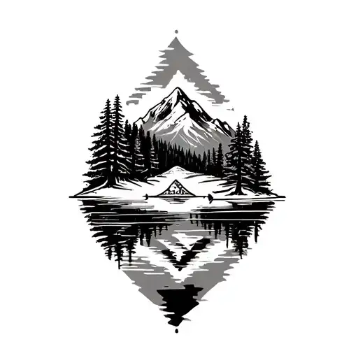 trees and mountains british columbia landscape tattoo design idea