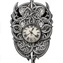 Celtic trinity knot clock face tattoo design idea