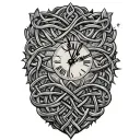 Celtic trinity knot clock face tattoo design idea