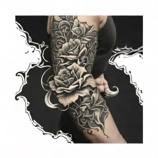 something that represents rags to riches half arm sleeve tattoo design idea