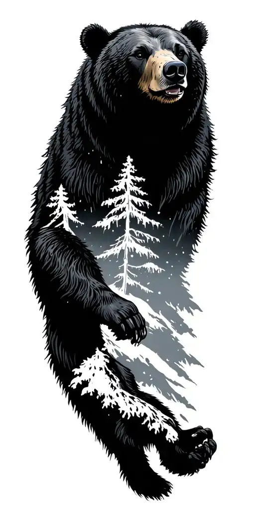 America, forest, bears tattoo design idea