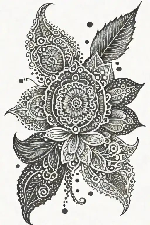 Henna strokes and dots tattoo design idea