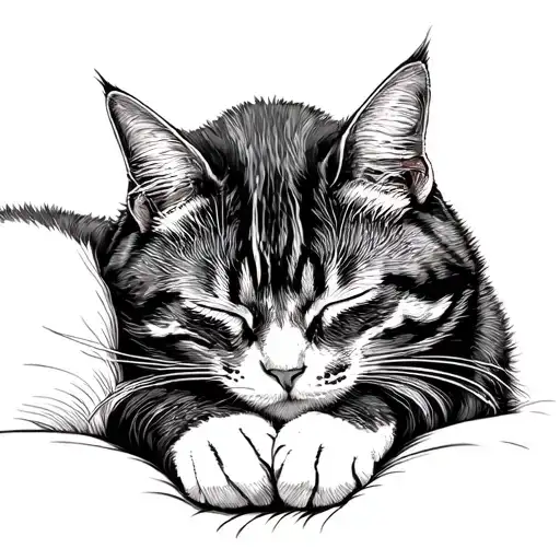 cat sleeping tattoo design idea
