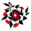 black flower with red accents and highlights  tattoo design idea