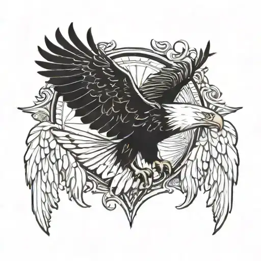 eagle flying with wings covering chest tattoo tattoo design idea