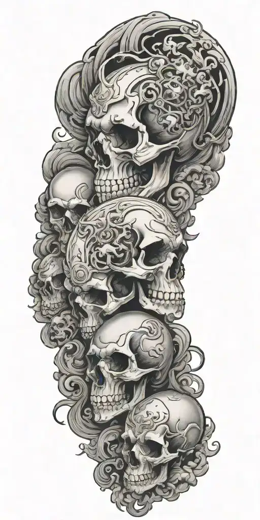 skulls clouds with Capricorn zodiac signs tattoo design idea