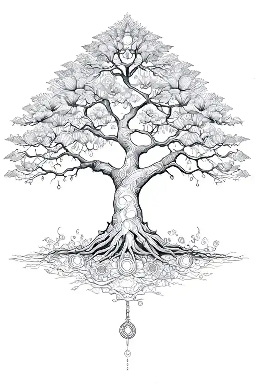 Buddhist tree of life tattoo design idea