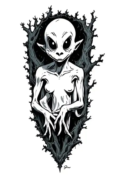 Casper the ghosts cousin spooky forest tattoo design idea